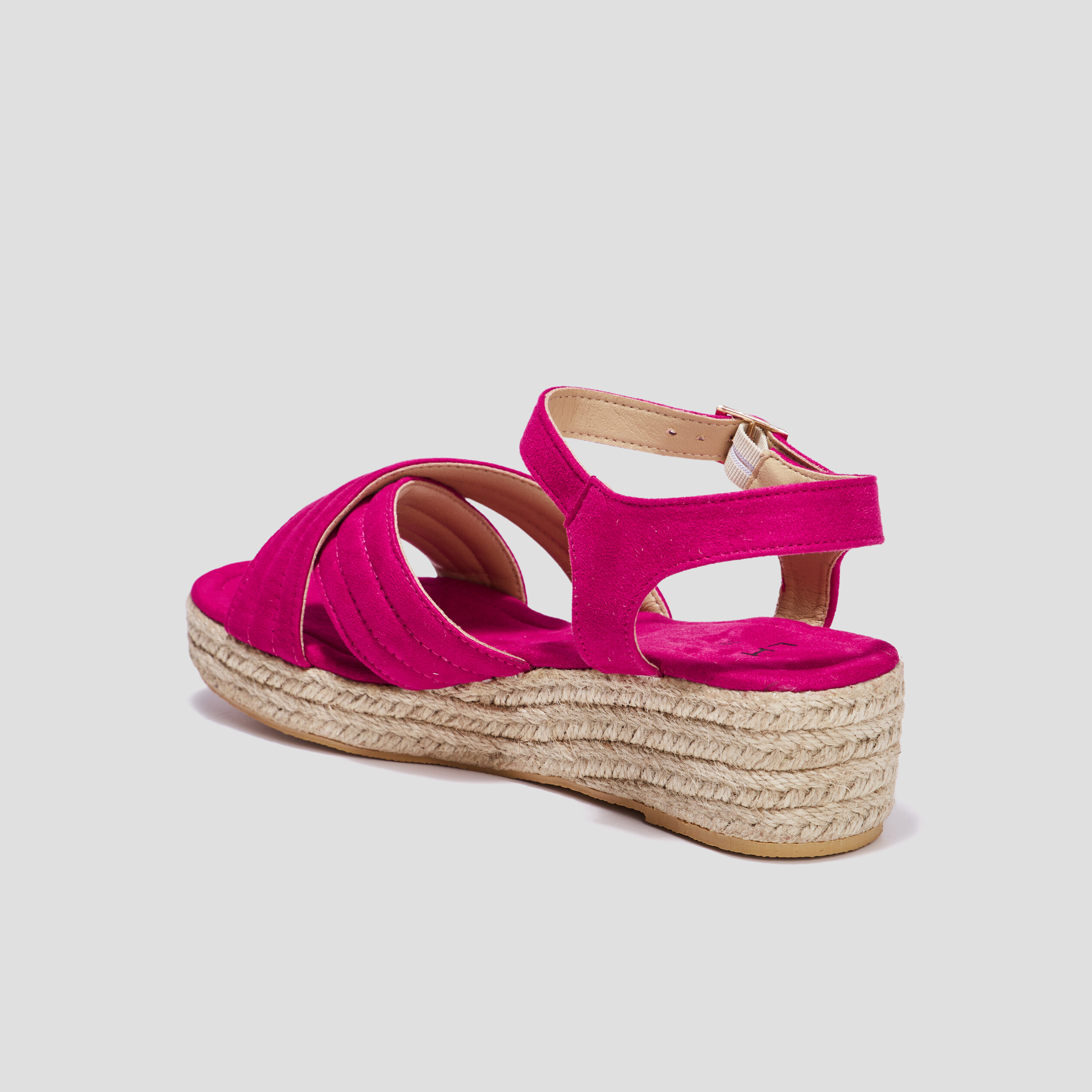Sandales compensées brides croisées rose femme | La Halle