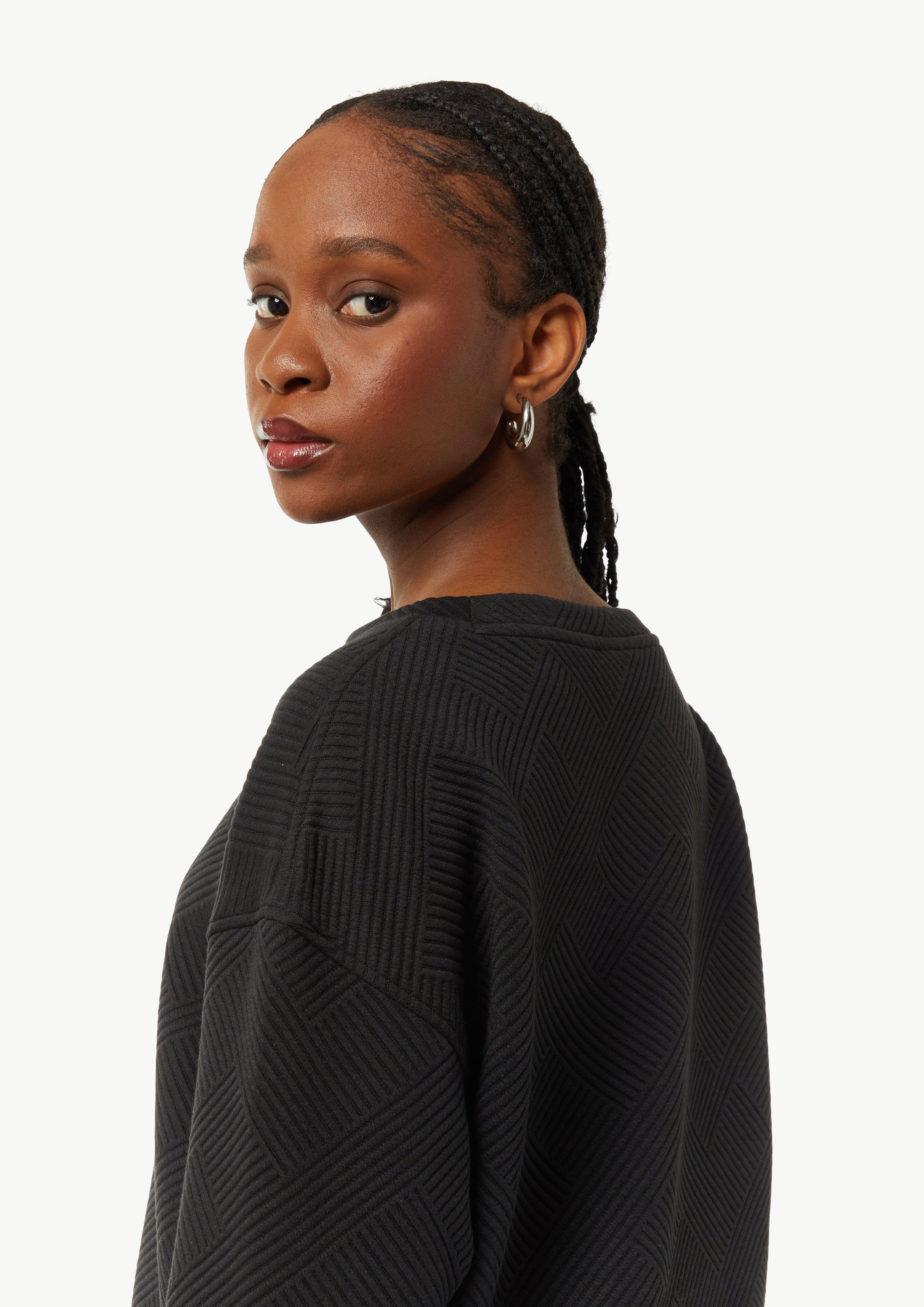 Feines Sweatshirt in Jacquard Jersey - schwarz