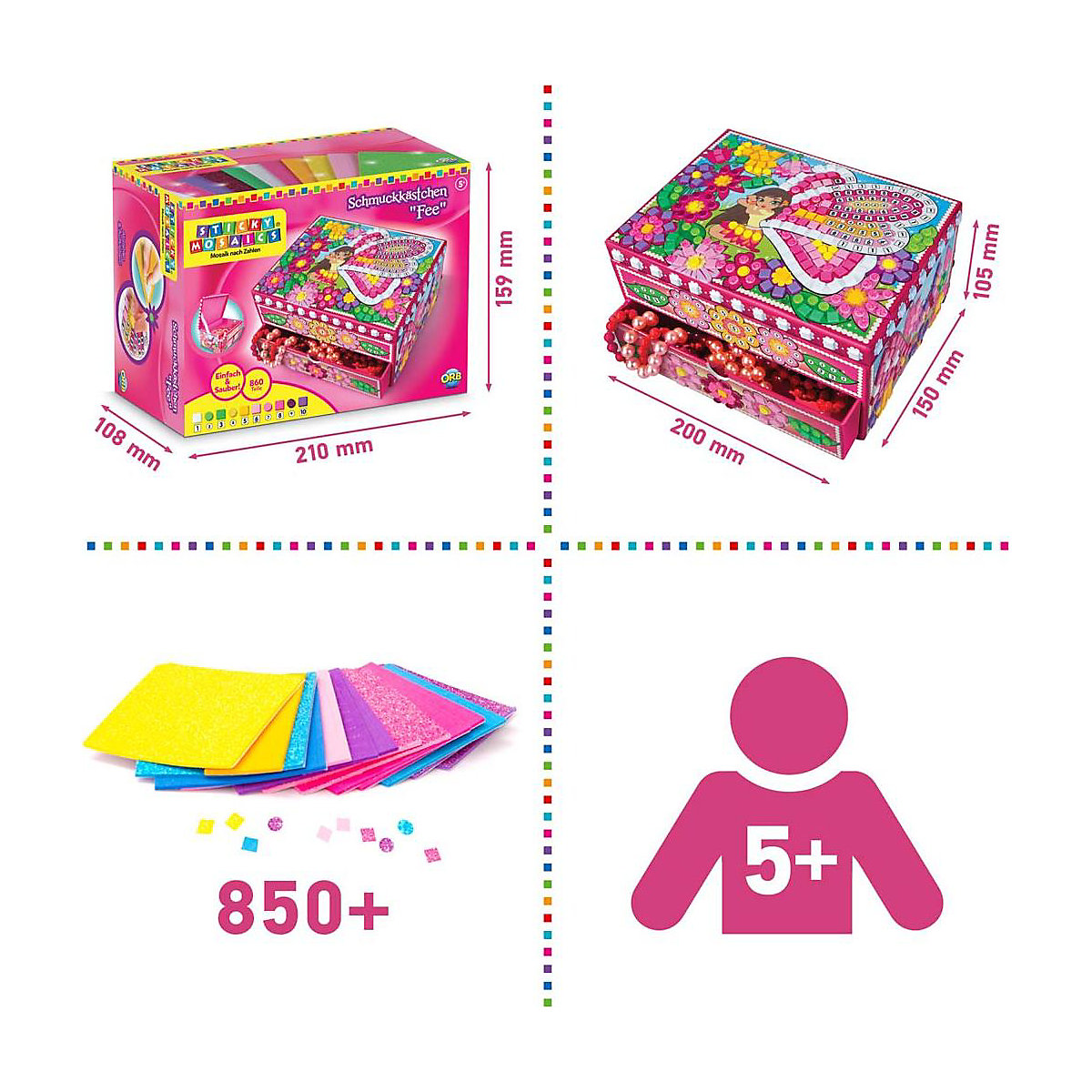 Sticky Mosaics Glitzernde Schmuckbox Fee