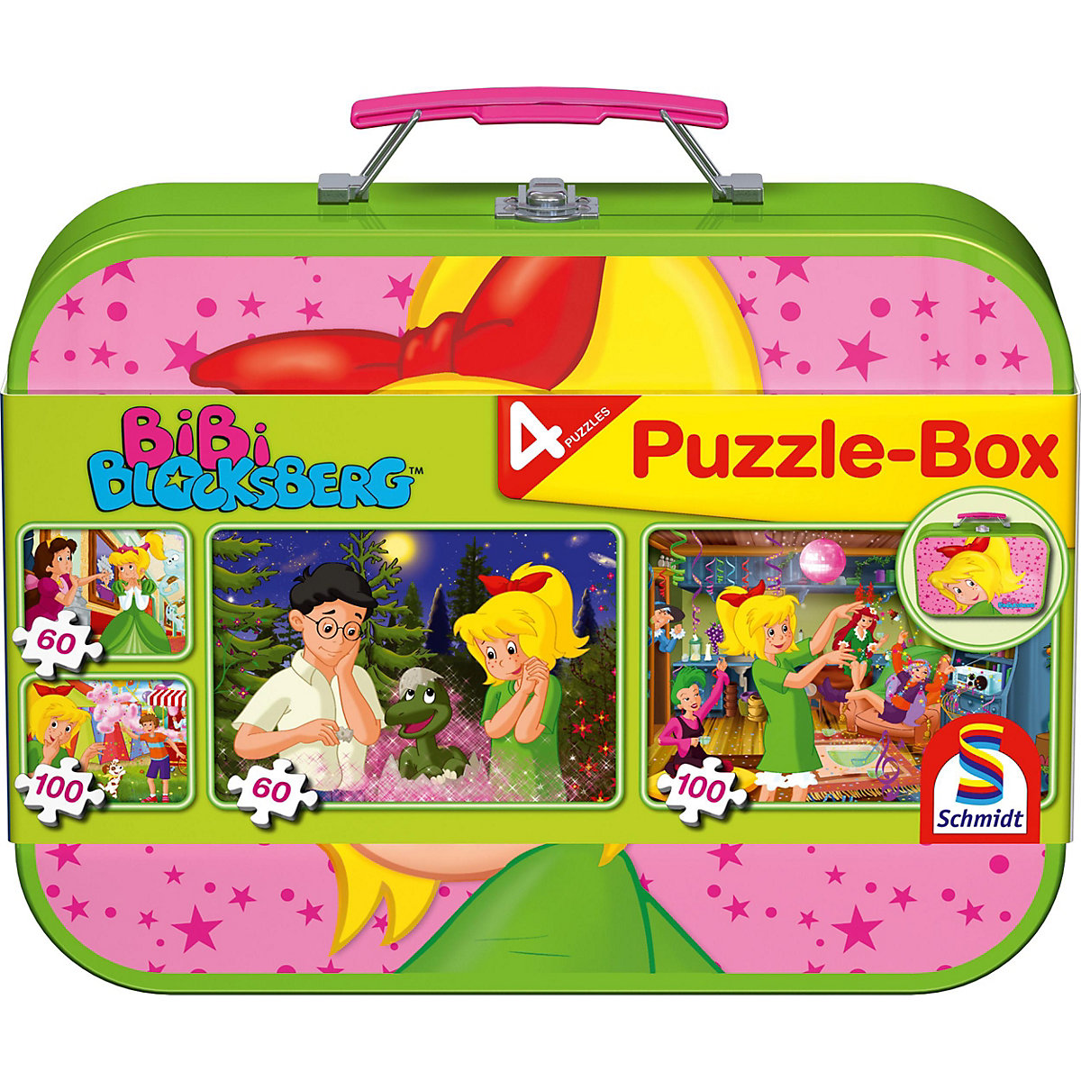 Metall Puzzlekoffer, 2x60, 2x100 Teile, Bibi Blocksberg