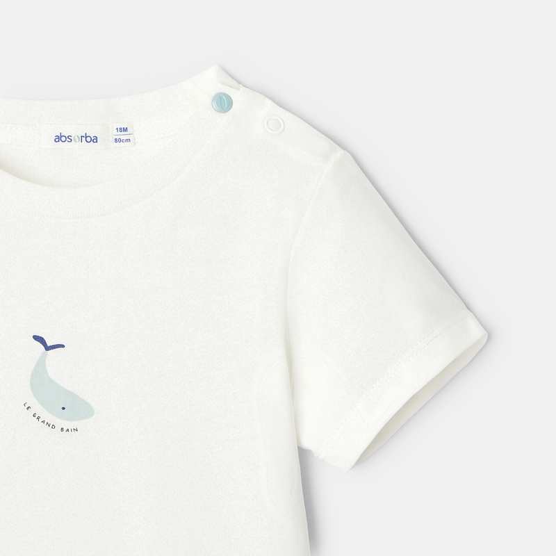 T-shirt manches courtes en coton bio bleu mixte Absorba