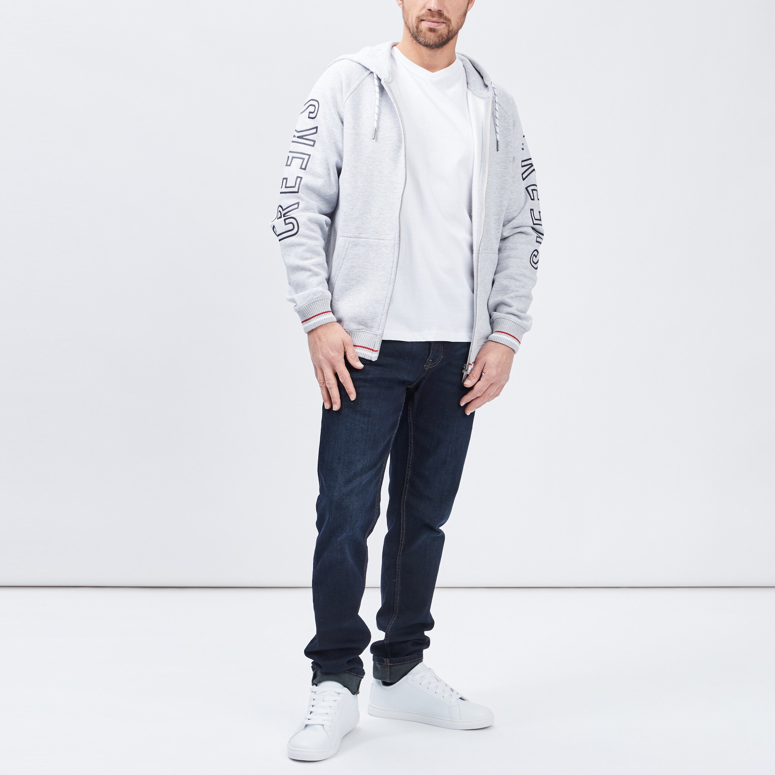 T-shirt manches courtes coton col V blanc homme | La Halle