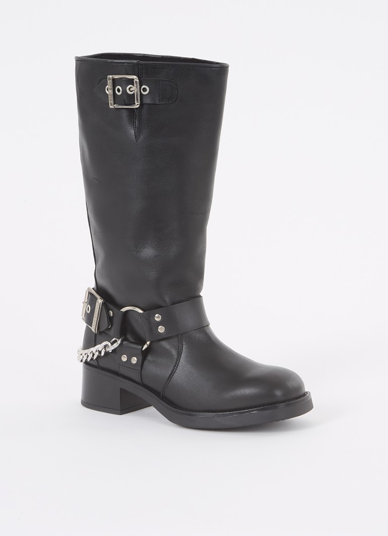 Ghete biker din piele Steve Madden Beau-C cu cataramă