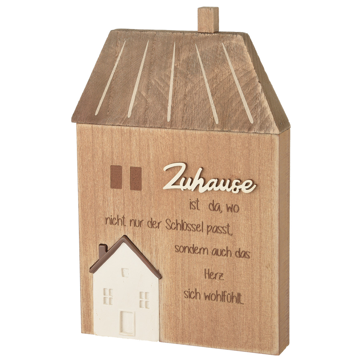 Dekoaufsteller Haus mit Schriftzug