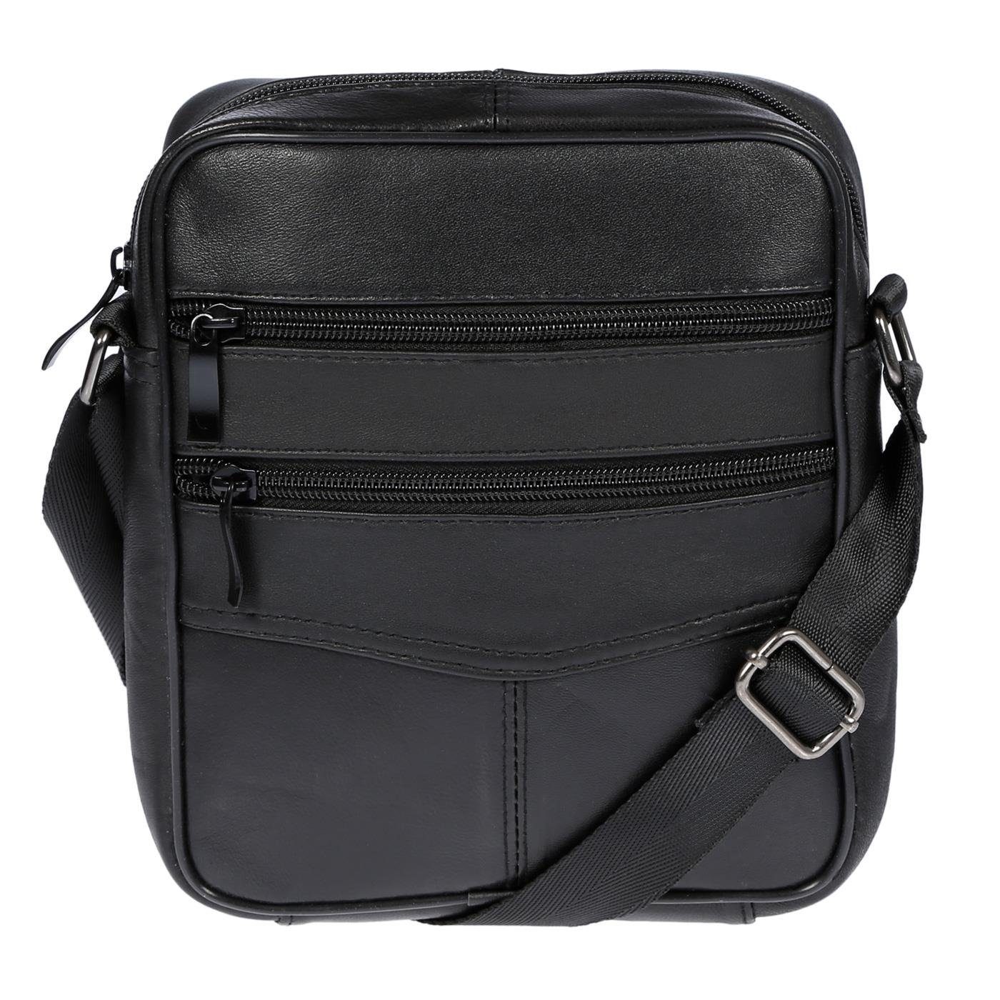 Christian Wippermann Umhängetasche Kleine echt Leder Umhängetasche Tasche für Herren, Damen Schultertasche Schwarz Bodybag Waistbag