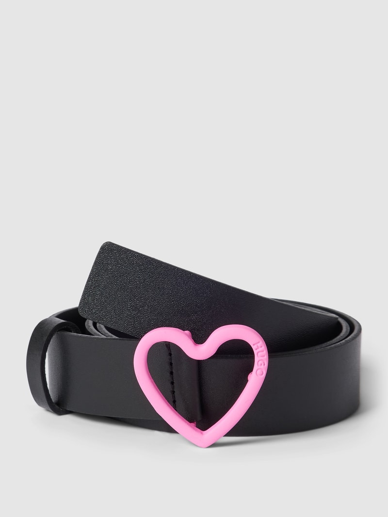 Ledergürtel mit Pinschließe Modell 'Heart' in schwarz
