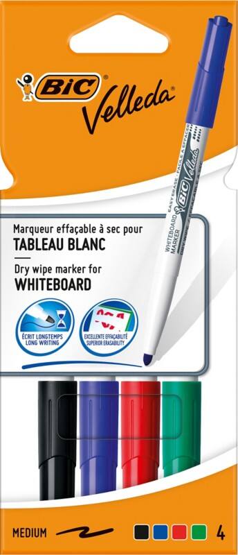 BIC Whiteboard-Marker Velleda 1741 Rundspitze 1,5 mm Farbig sortiert 4 Stück