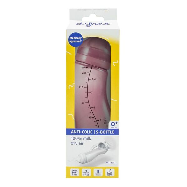 Difrax Natural 0 M S-palack rózsaszín, 250ml