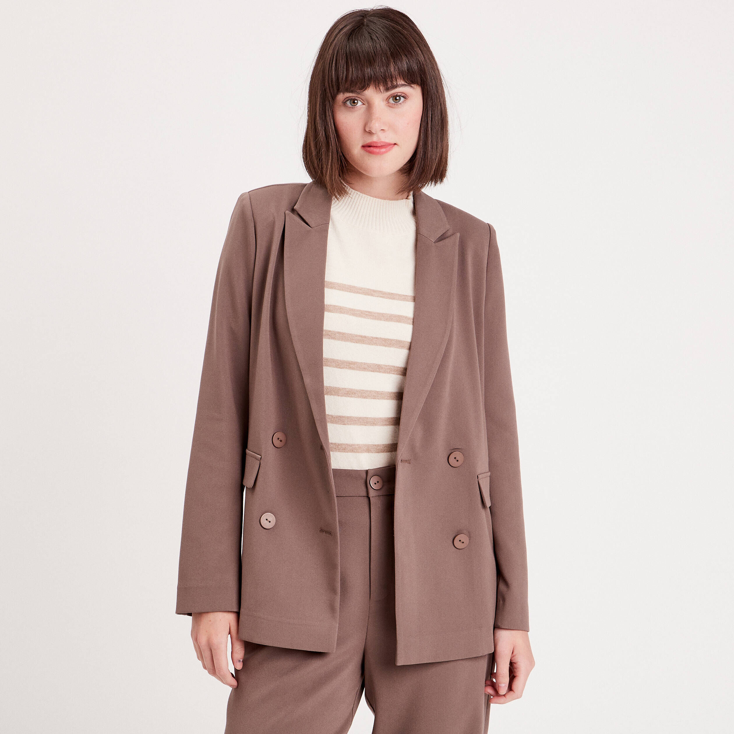 Veste esprit blazer droite taupe femme | Cache Cache