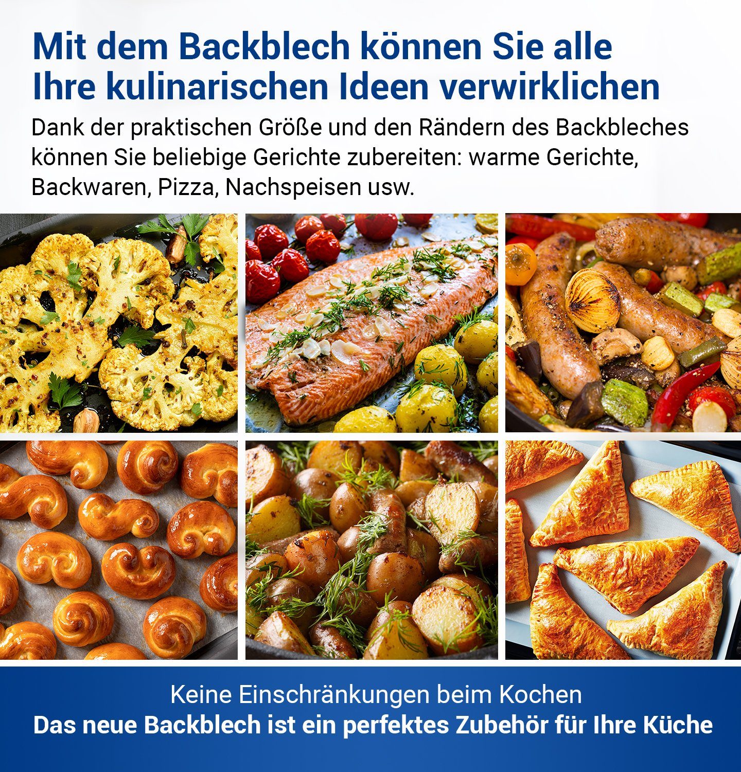VIOKS Backblech Kuchenblech Ersatz für Beko 219440101, 460x370x40mm für Backofen