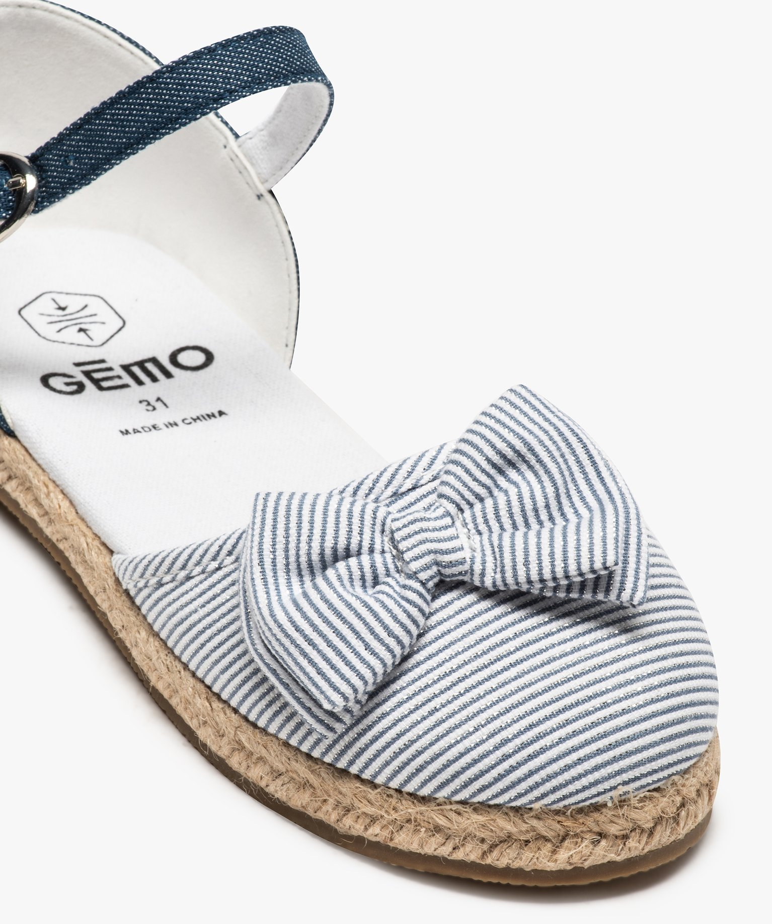 Ballerines fille en toile pailletée et fine bride bleu | GEMO