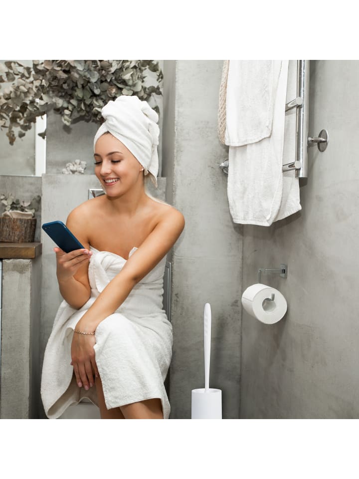 relaxdays Toilettenbürste in Weiß/ Grau günstig kaufen onesize