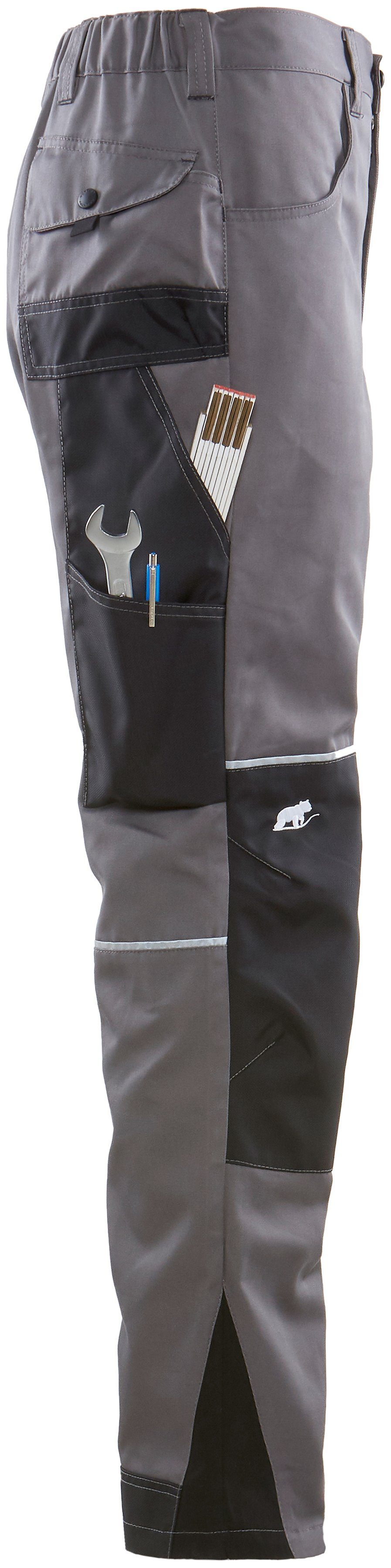 Northern Country Arbeitshose worker light (langlebig durch 3-fach Innenbeinnaht und viele Verriegelungspunkte) mit vielen Cordura®-Verstärkungen und Reflexelementen, mit 8 Taschen