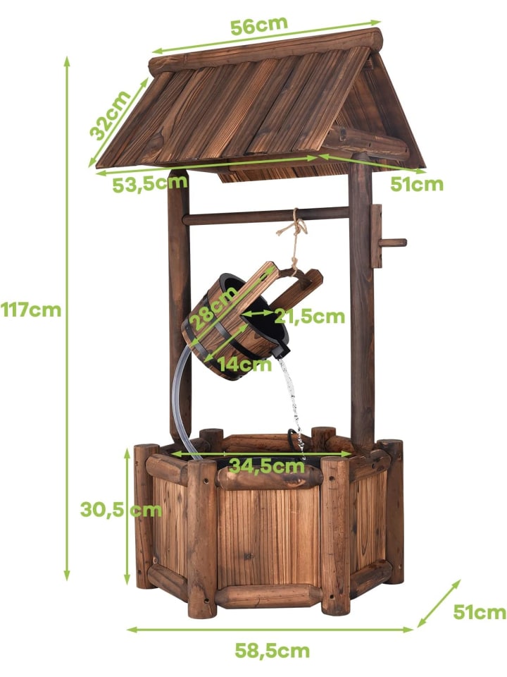 COSTWAY Gartenbrunnen mit elektrischer Pumpe in Braun günstig kaufen onesize