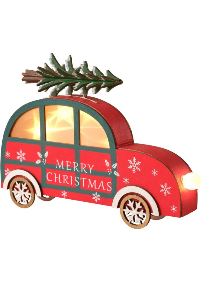 LED-Deko-Objekt Auto mit Tannenbaum