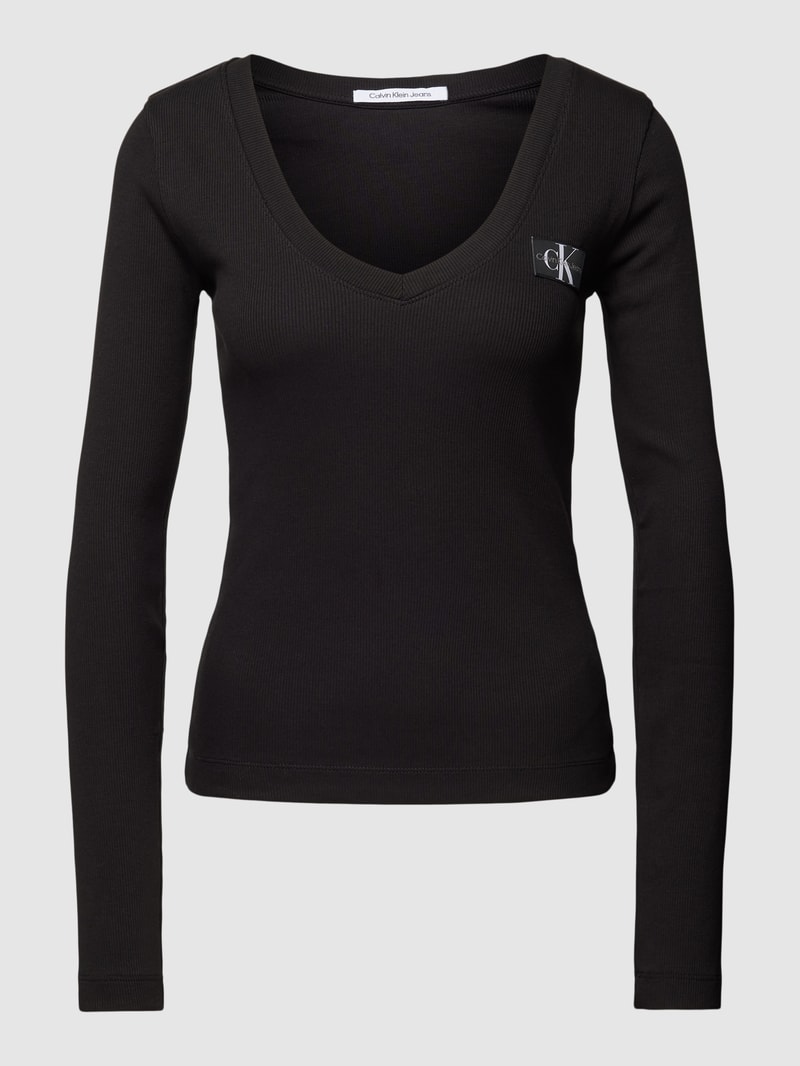 Longsleeve mit Label-Patch in black