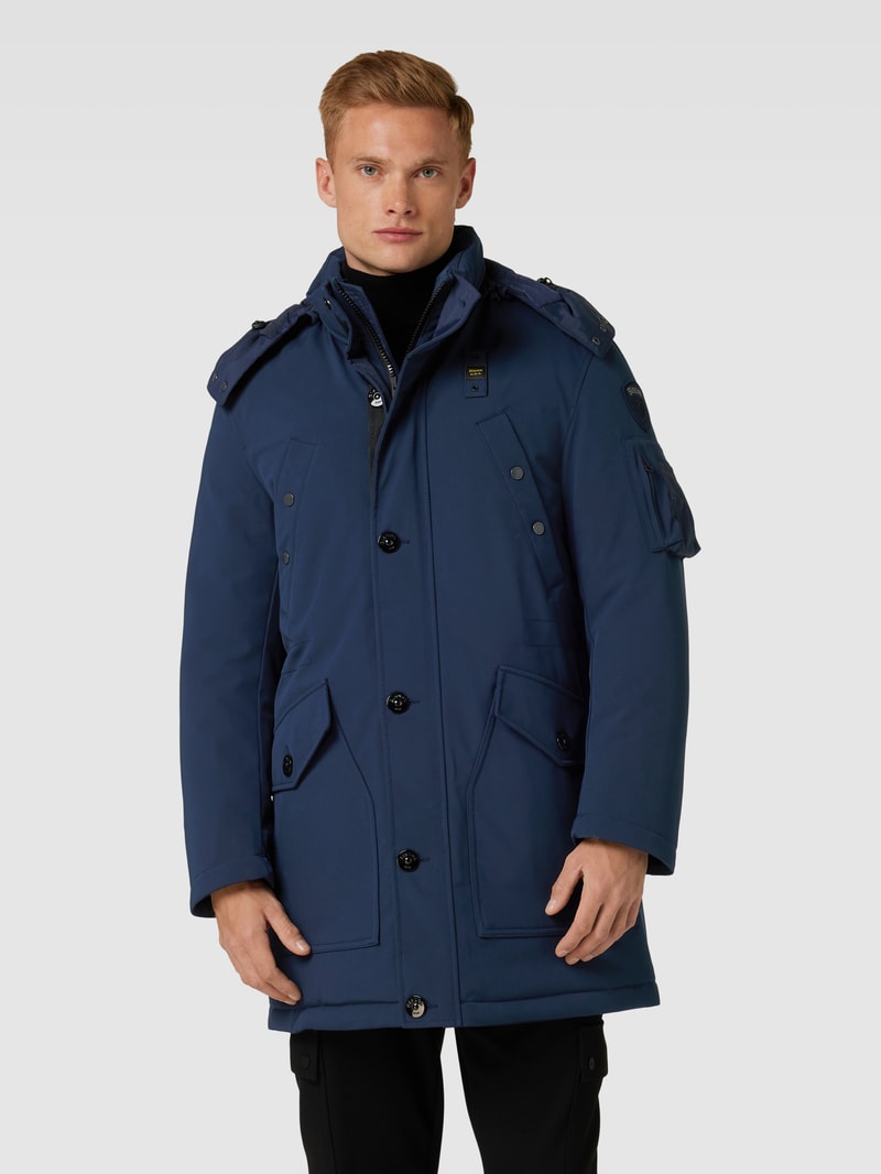Parka mit abnehmbarer Kapuze in marineblau