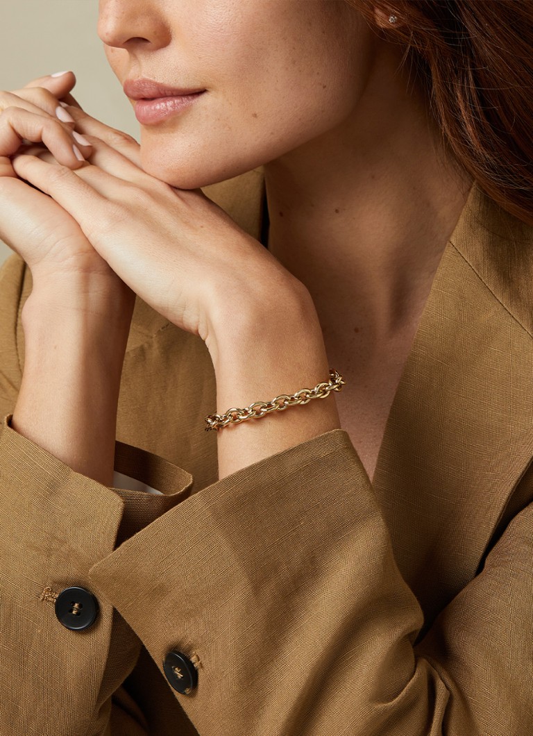 Diamond Point Yellow Gold Link Bracelet Timeless Treasures 19 cm