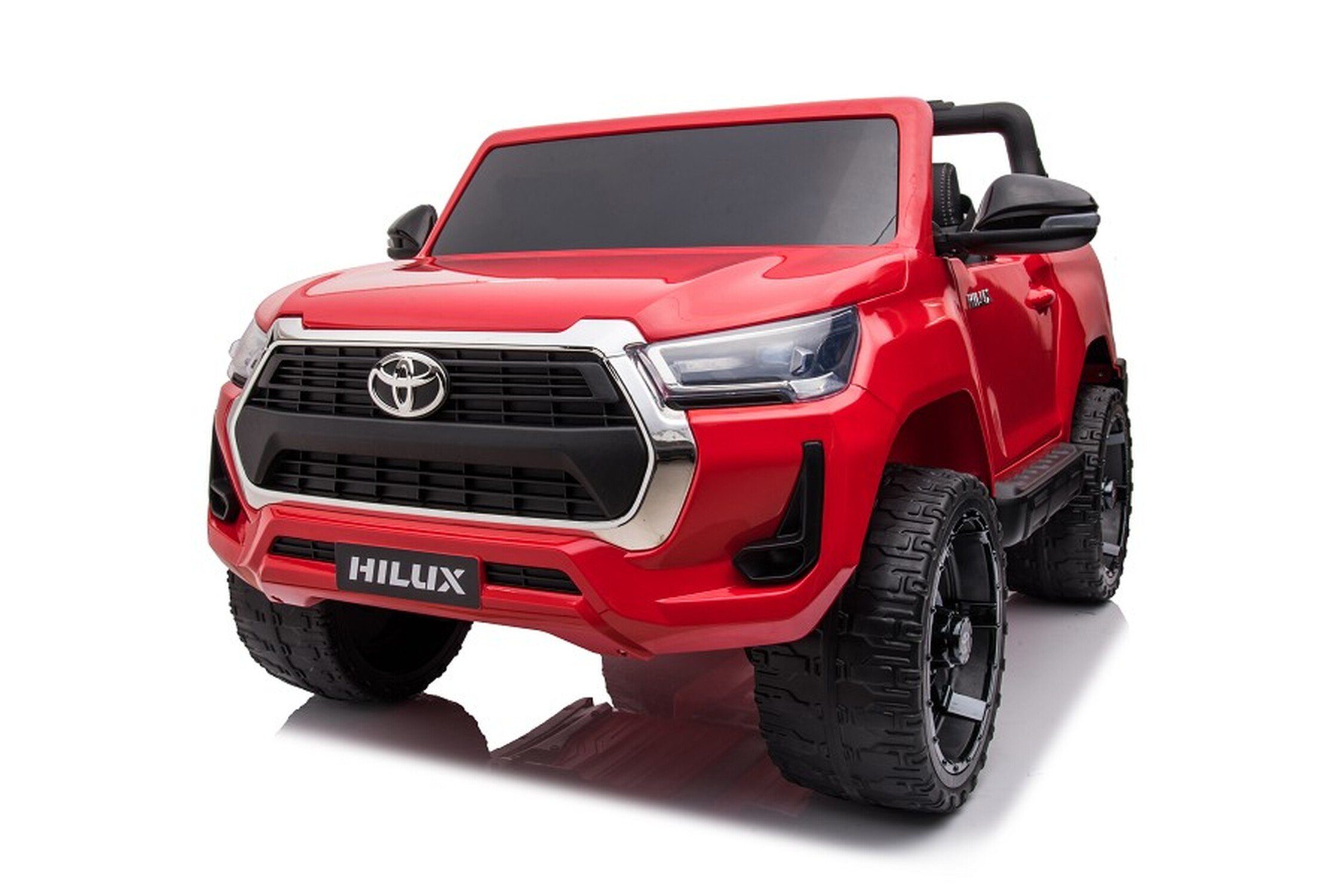 TPFLiving electric children's car Toyota Hilux - motor: 4 x 12V - battery: 1 x 12 Volt/14Ah, load capacity 40 kg, children's car - electric car with leather seat and seat belt
