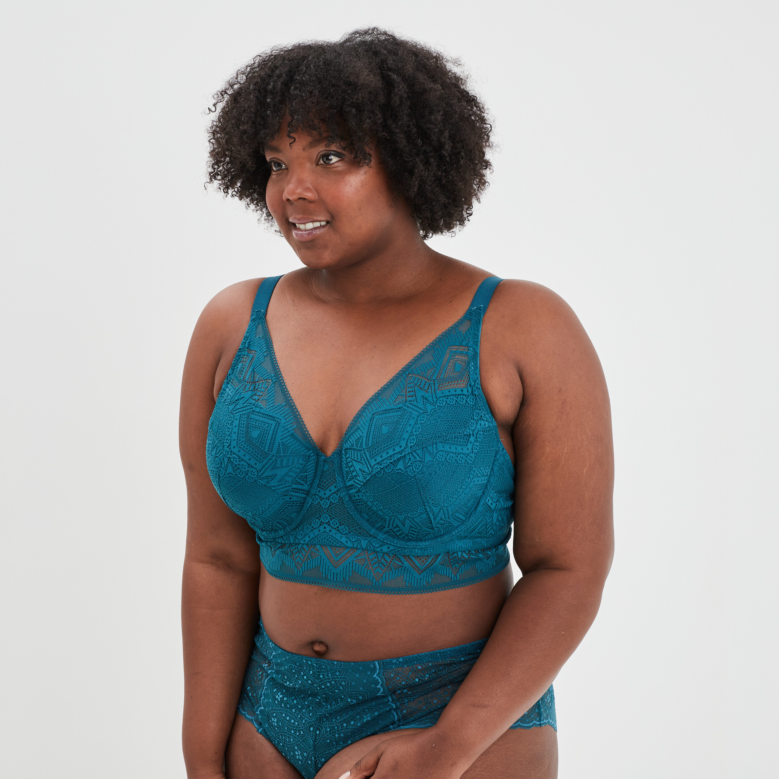 Soutien-gorge foulard dentelle bleu canard femme grande taille | La Halle