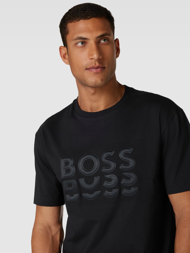 T-Shirt mit Label-Details in schwarz