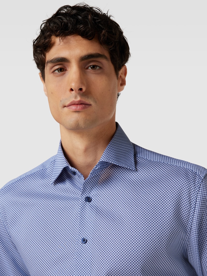 Modern Fit Business-Hemd mit Allover-Muster in bleu