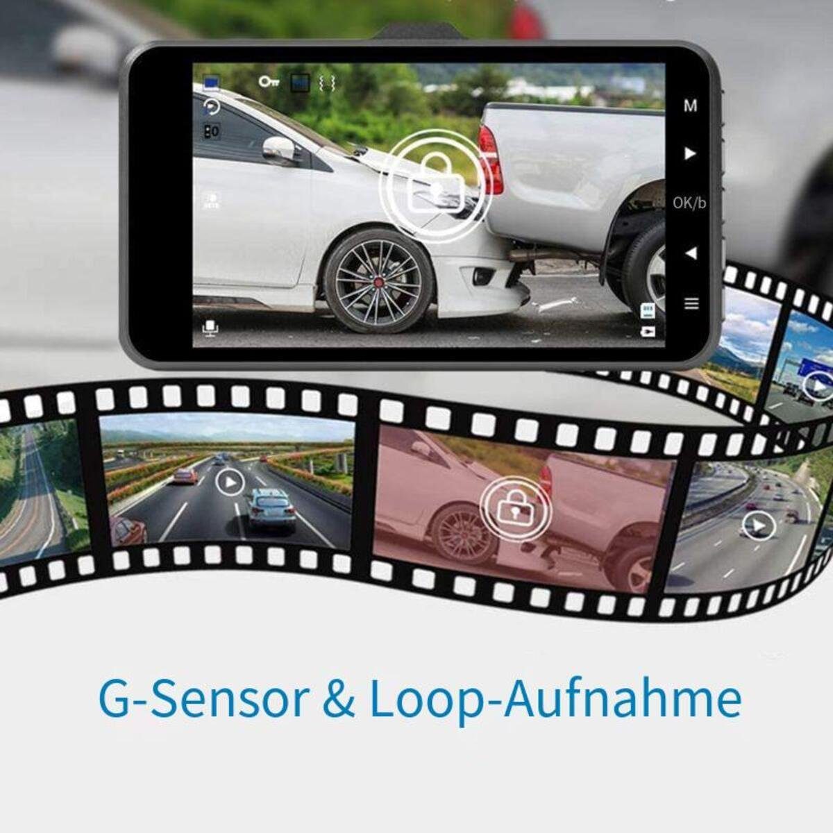 Devenirriche Dashcam Auto Dual 1080P Infrarot Nachtsicht Dash Cam Vorne Innen Dashcam