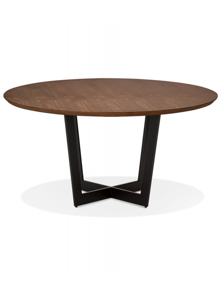 KADIMA DESIGN Runder Esstisch aus Massivholz mit Walnuss Finish | Eleganter Stil in Braun günstig kaufen 120 x 120 x 75 cm