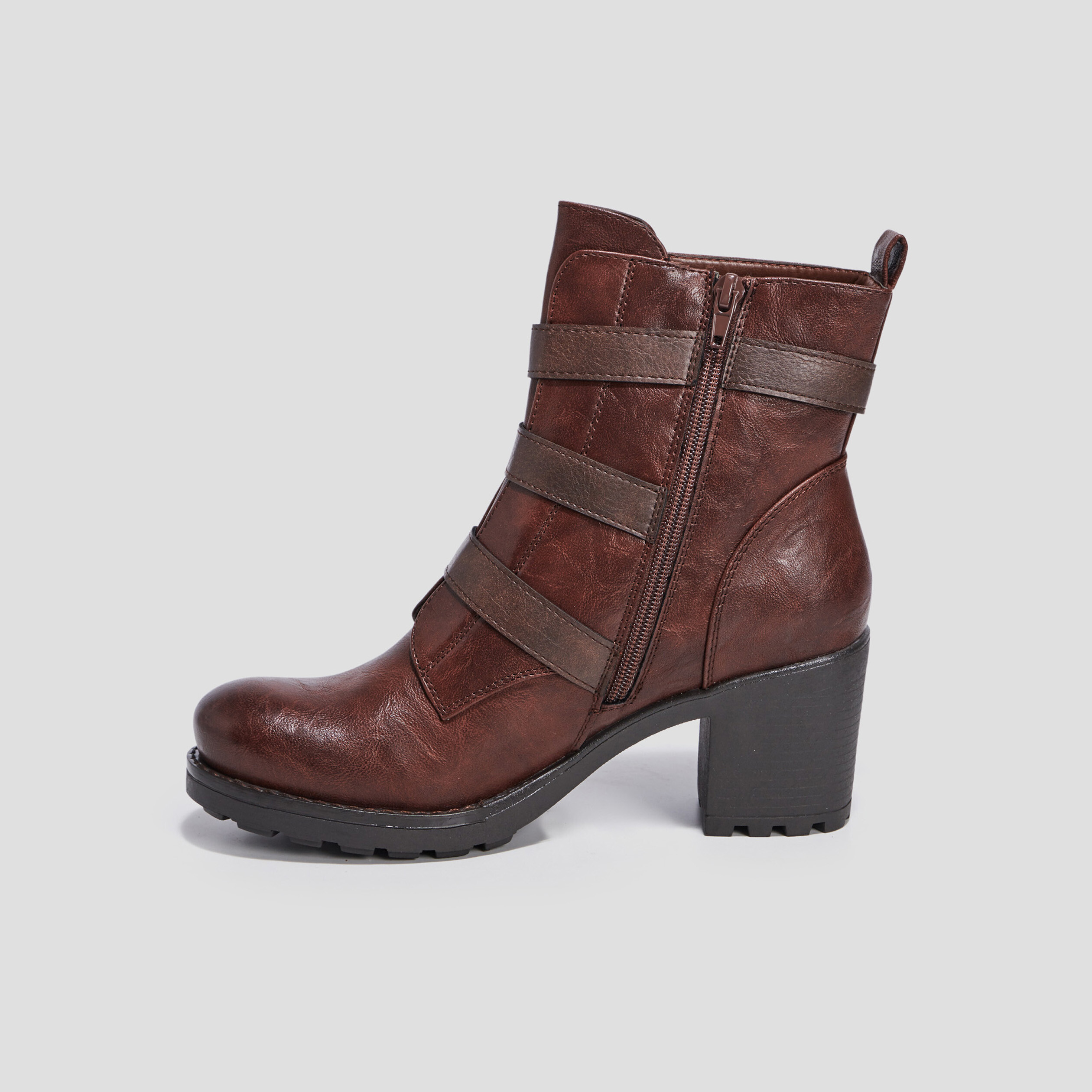 Bottines avec boucles marron femme | La Halle