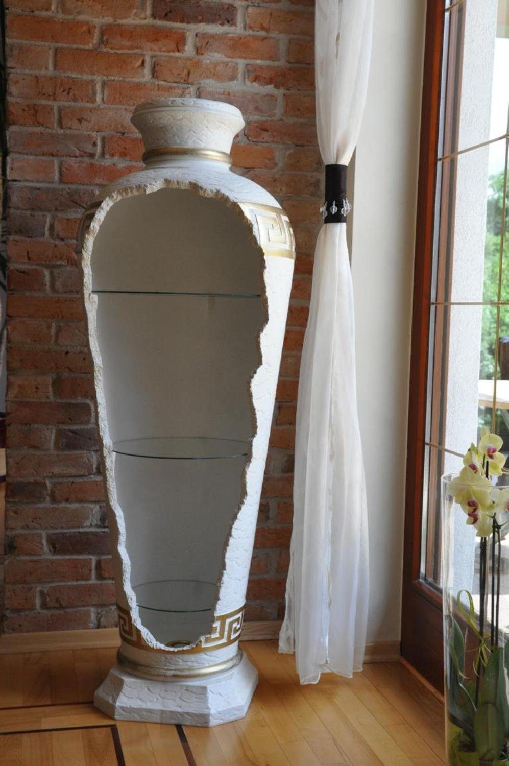 JVmoebel Skulptur xxl Medusa Antik Stil Vitrine Bar Boden Vase Schrank Vintrinen Säule