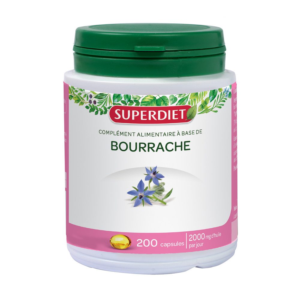 super diet SUPERDIET - HUILE DE BOURRACHE - Beautéde la peau - 200 capsules 05 - COMPLEMENTS ALIMENTAIRES