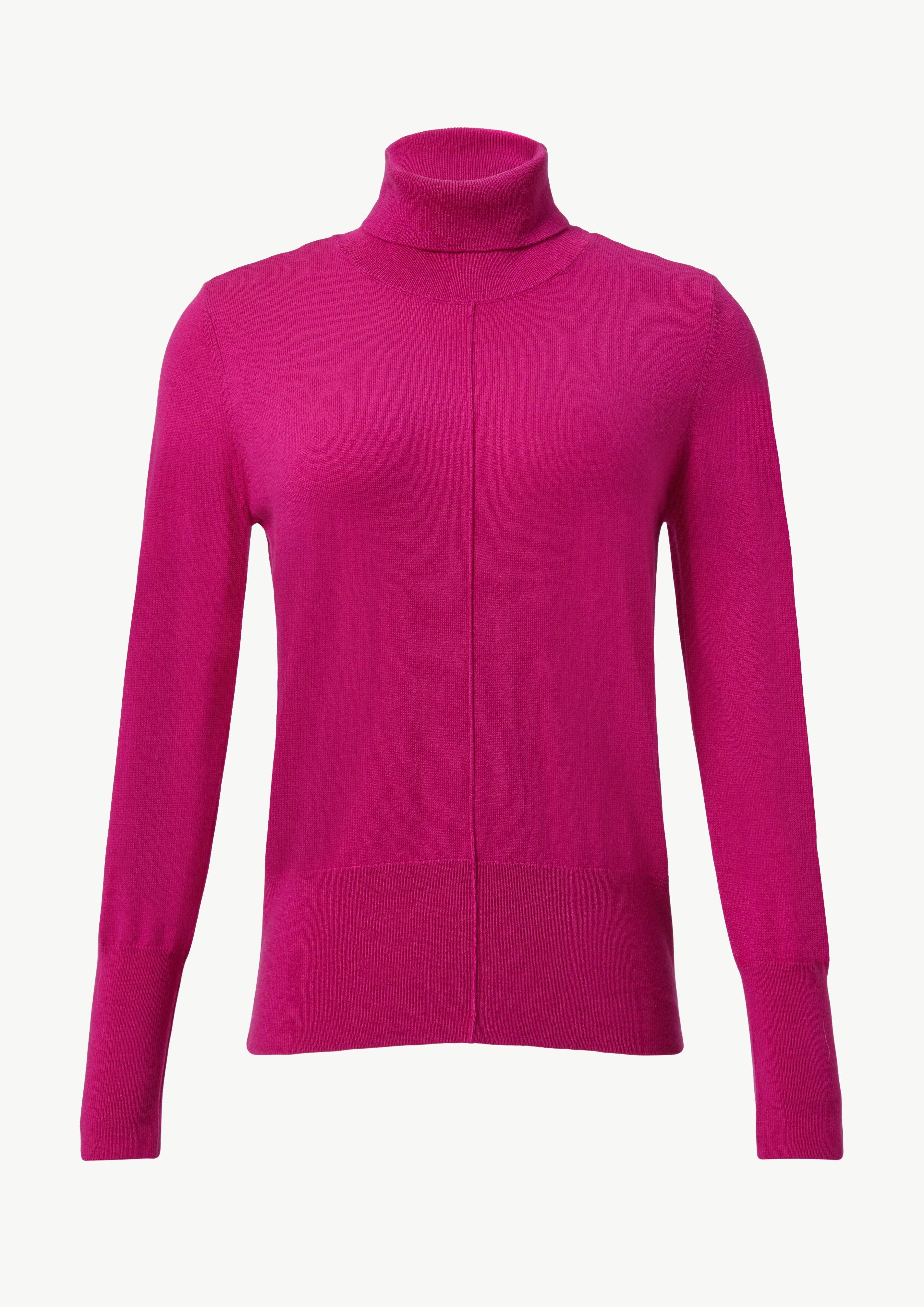 Rollkragenpullover mit Biesen und Rippdetails - pink