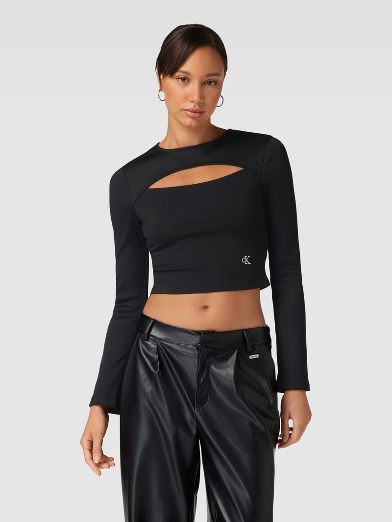 Cropped Longsleeve mit Cut Out Modell 'MILANO' in black