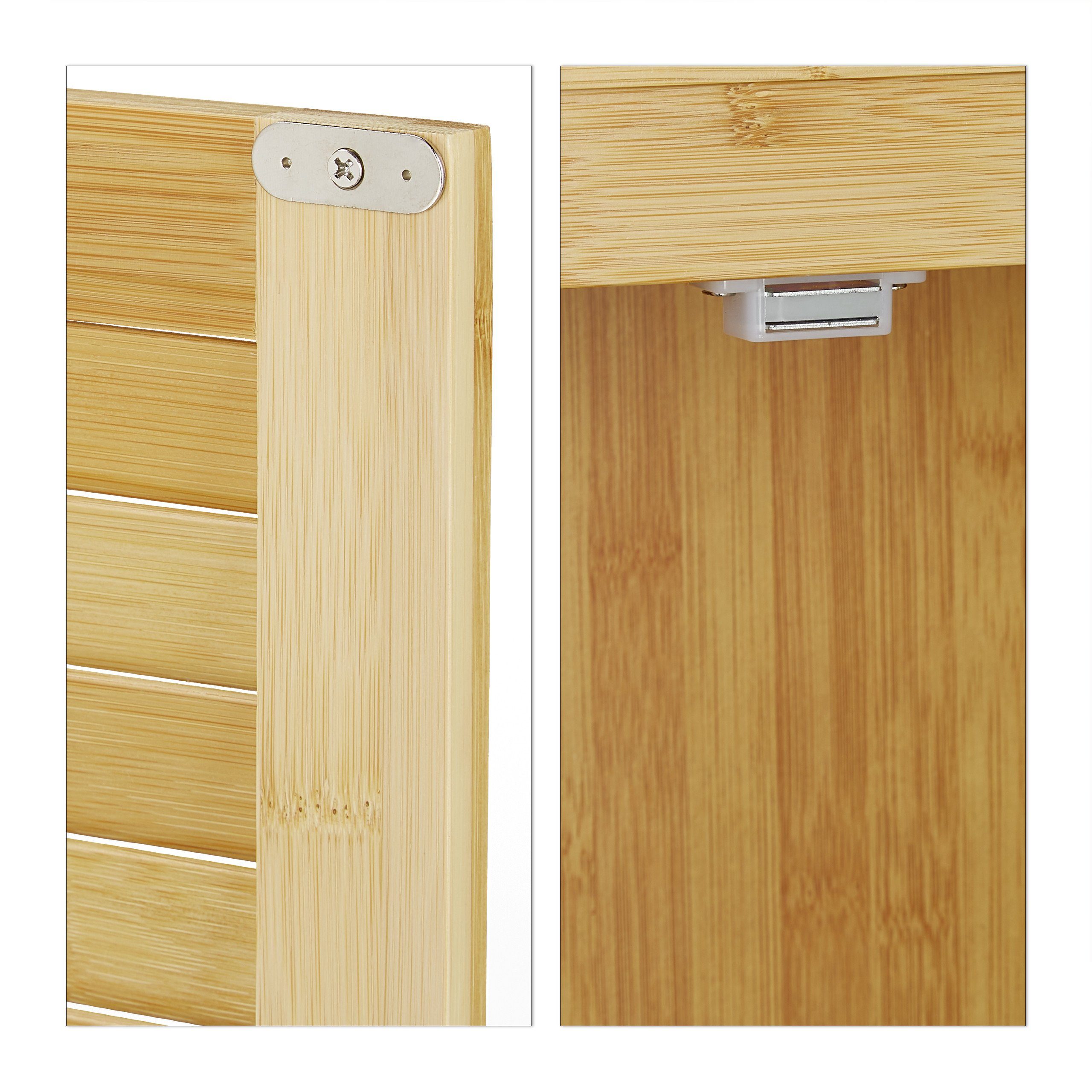 relaxdays Waschmaschinenumbauschrank Waschmaschinenschrank LAMELL Bambus