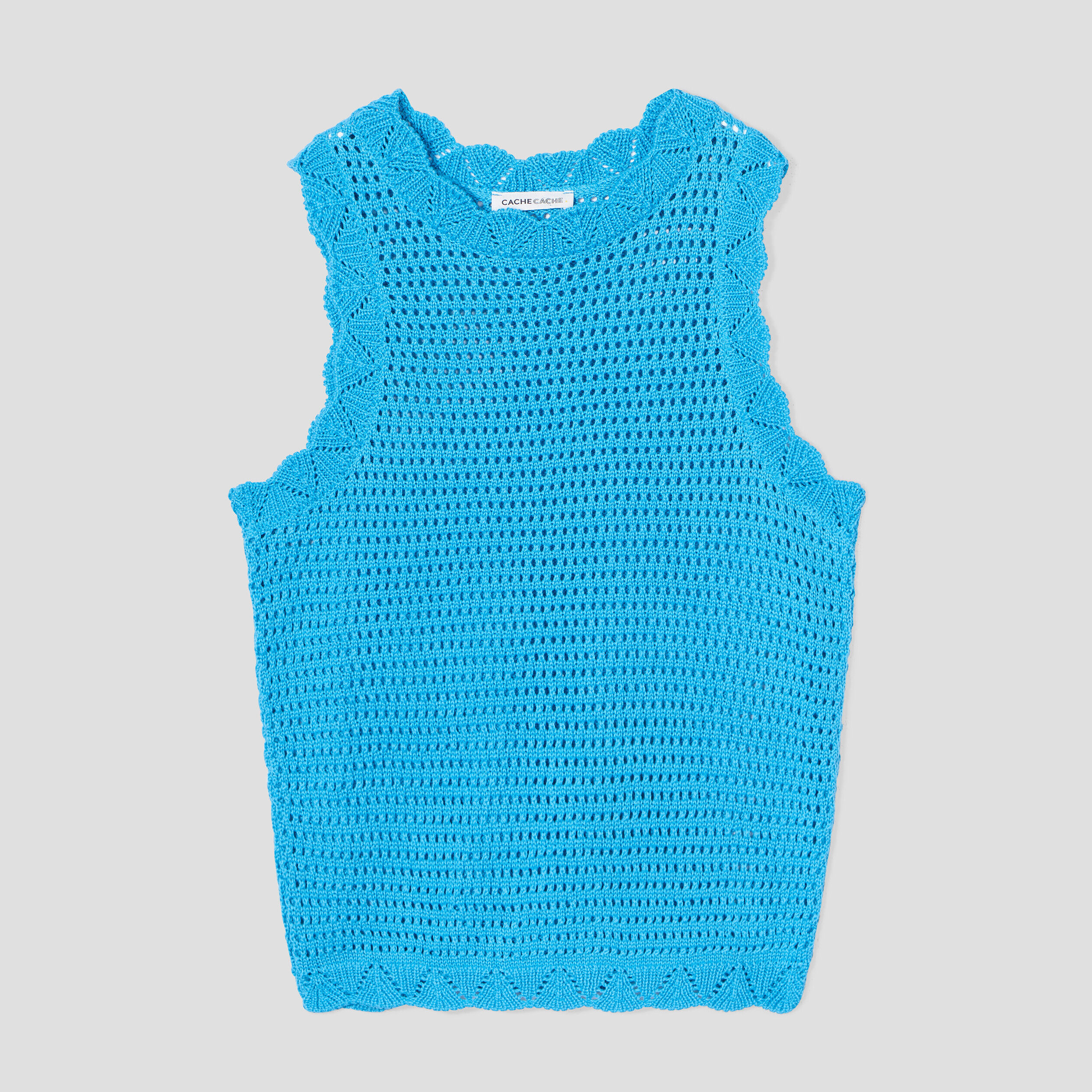 Débardeur aspect crochet bleu turquoise femme | Cache Cache