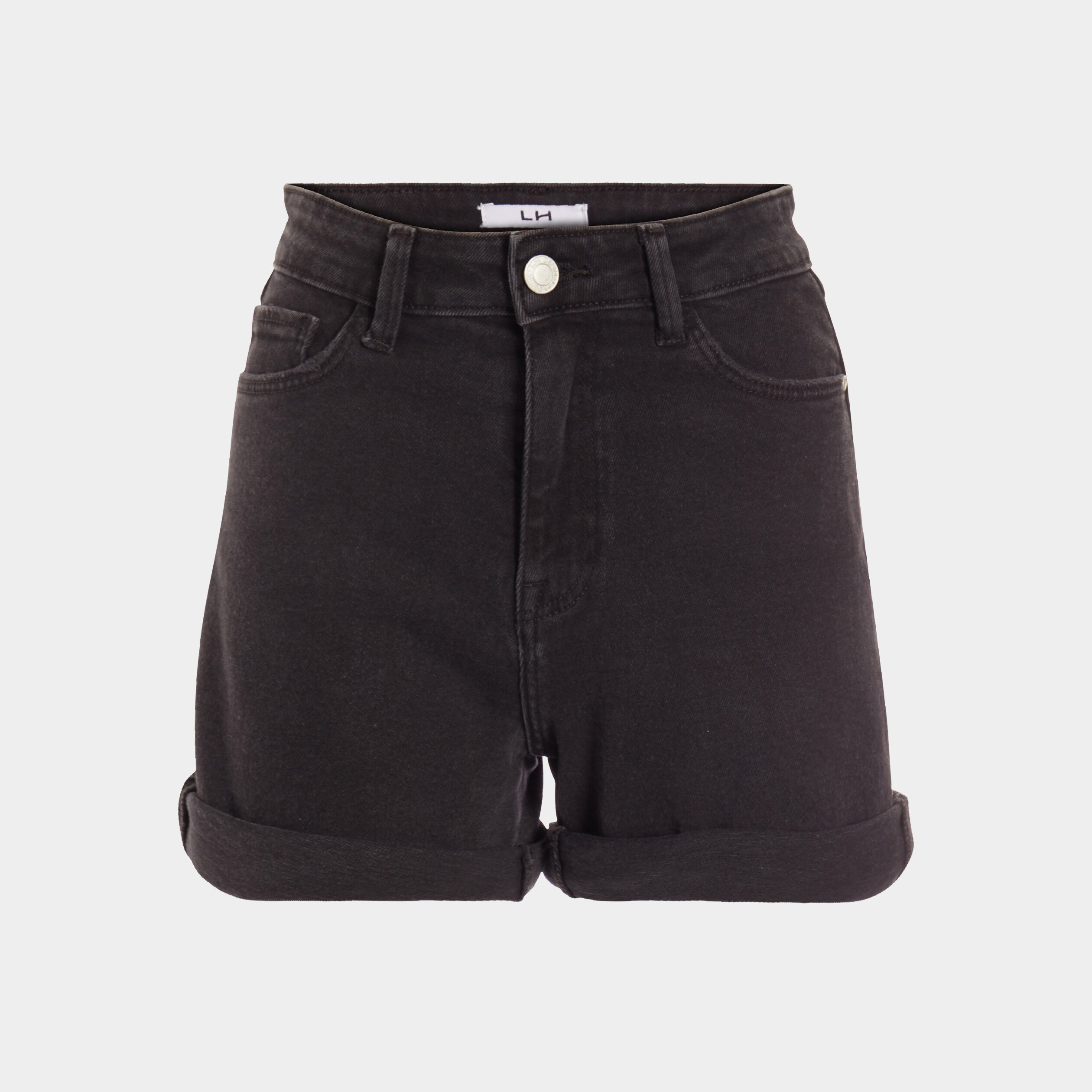 Short mom taille haute en jean denim noir femme | La Halle
