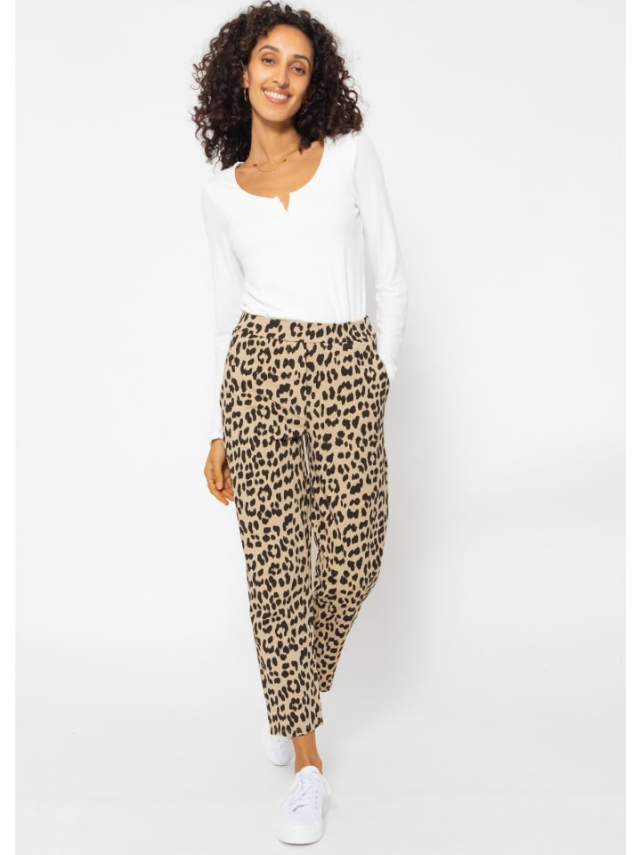 SASSYCLASSY Jersey Chino in Leo-Print in schwarz I camel günstig kaufen