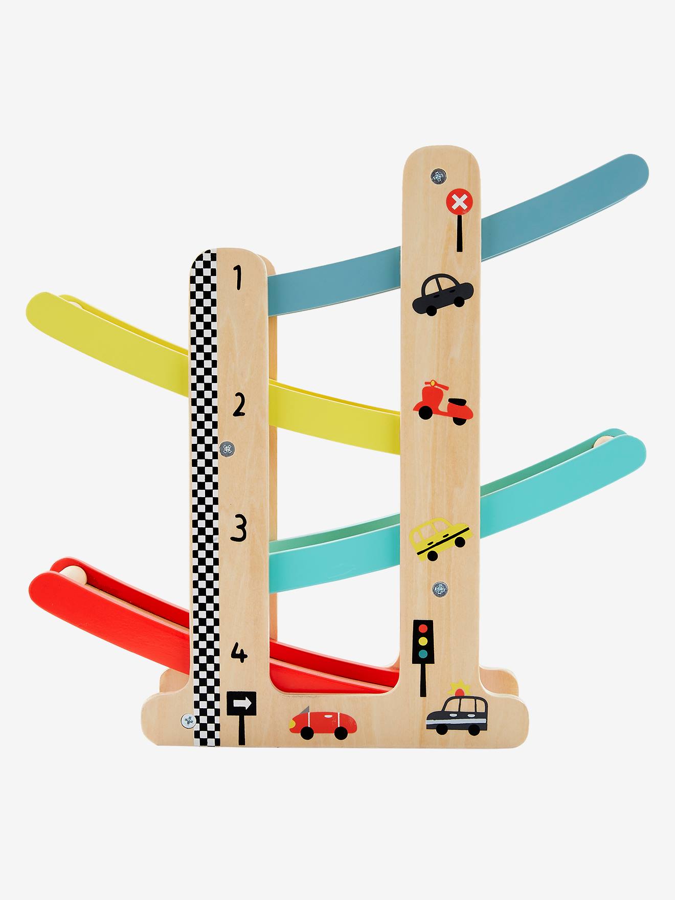 Toboggan à voitures en bois FSC® multicolore