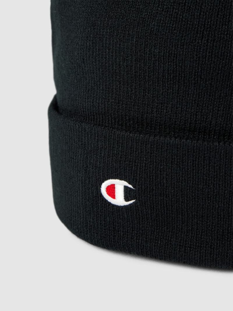 Beanie mit Label-Stitching in schwarz
