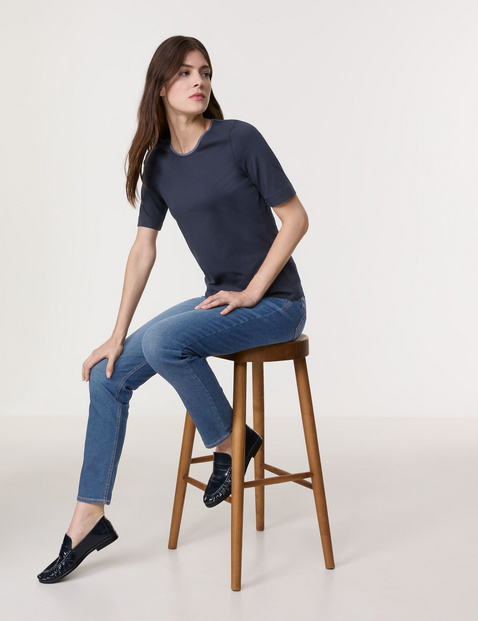 T-Shirt mit Satinblende