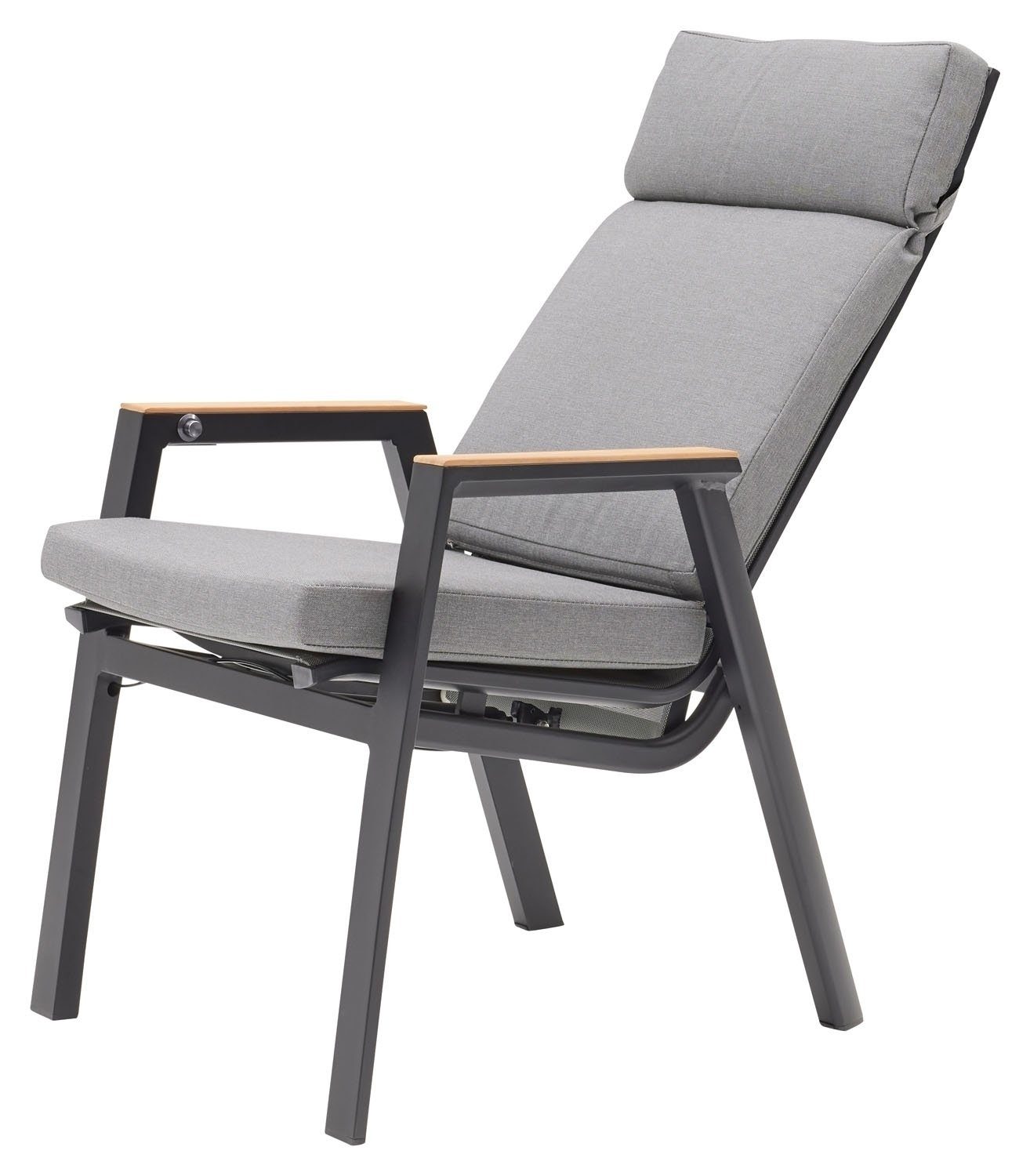 MONDO Gartensessel FERINA, Aluminium, Anthrazit, Grau, B 72 x T 59 cm (1-St), Rücken verstellbar, mit Sitz- und Rückenkissen