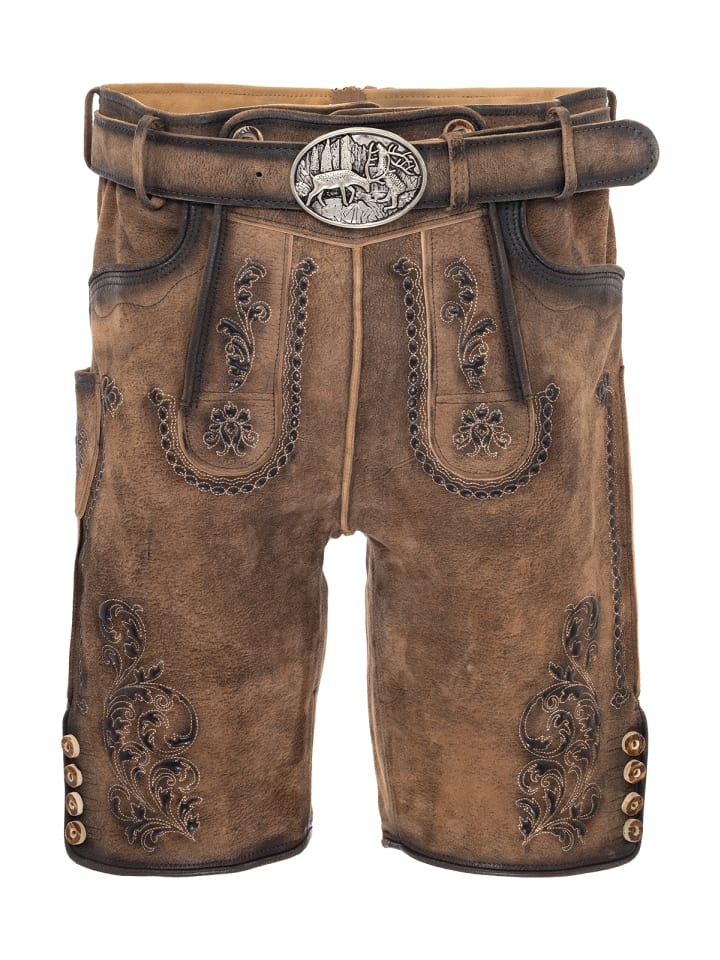 Gwandler Lederhose MARIUS-gespeckt in dunkelbraun günstig kaufen