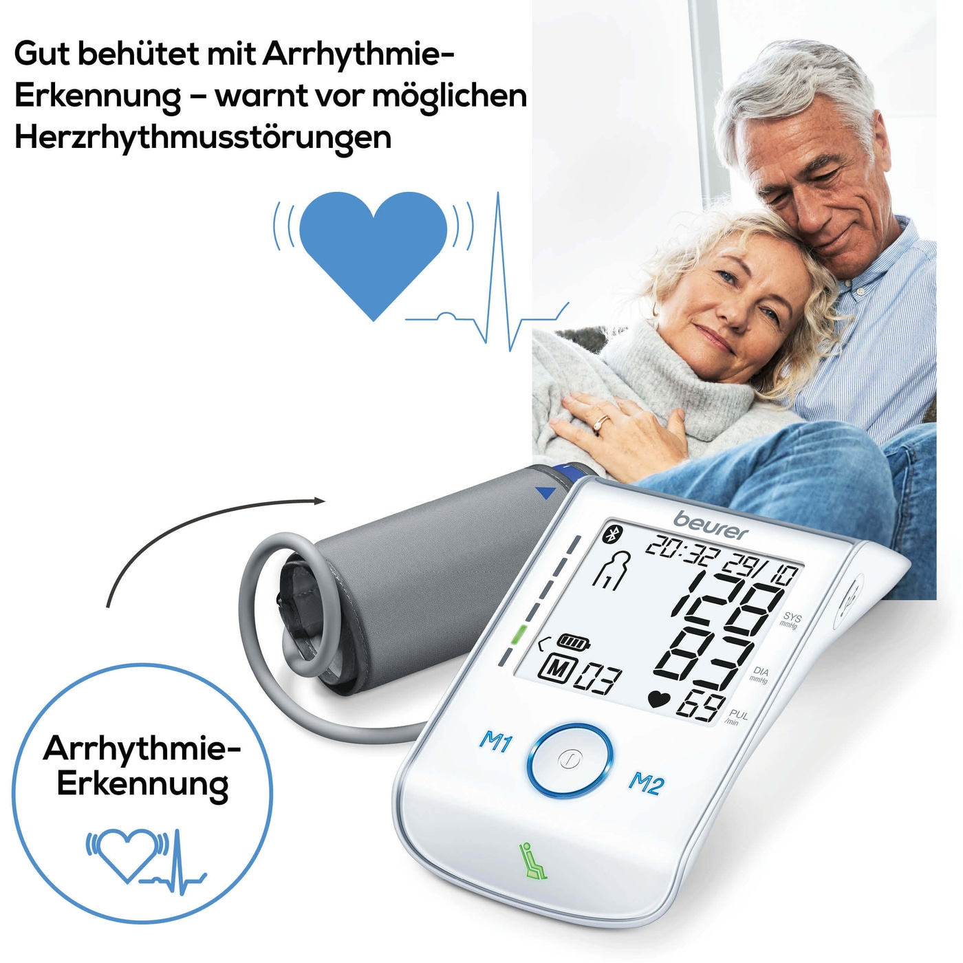 Beurer Oberarm-Blutdruck-messgerät BM 85-Bluetooth® Oberarm-Blutdruckmessgerät mit Inflation-Technology & Ruheindikator