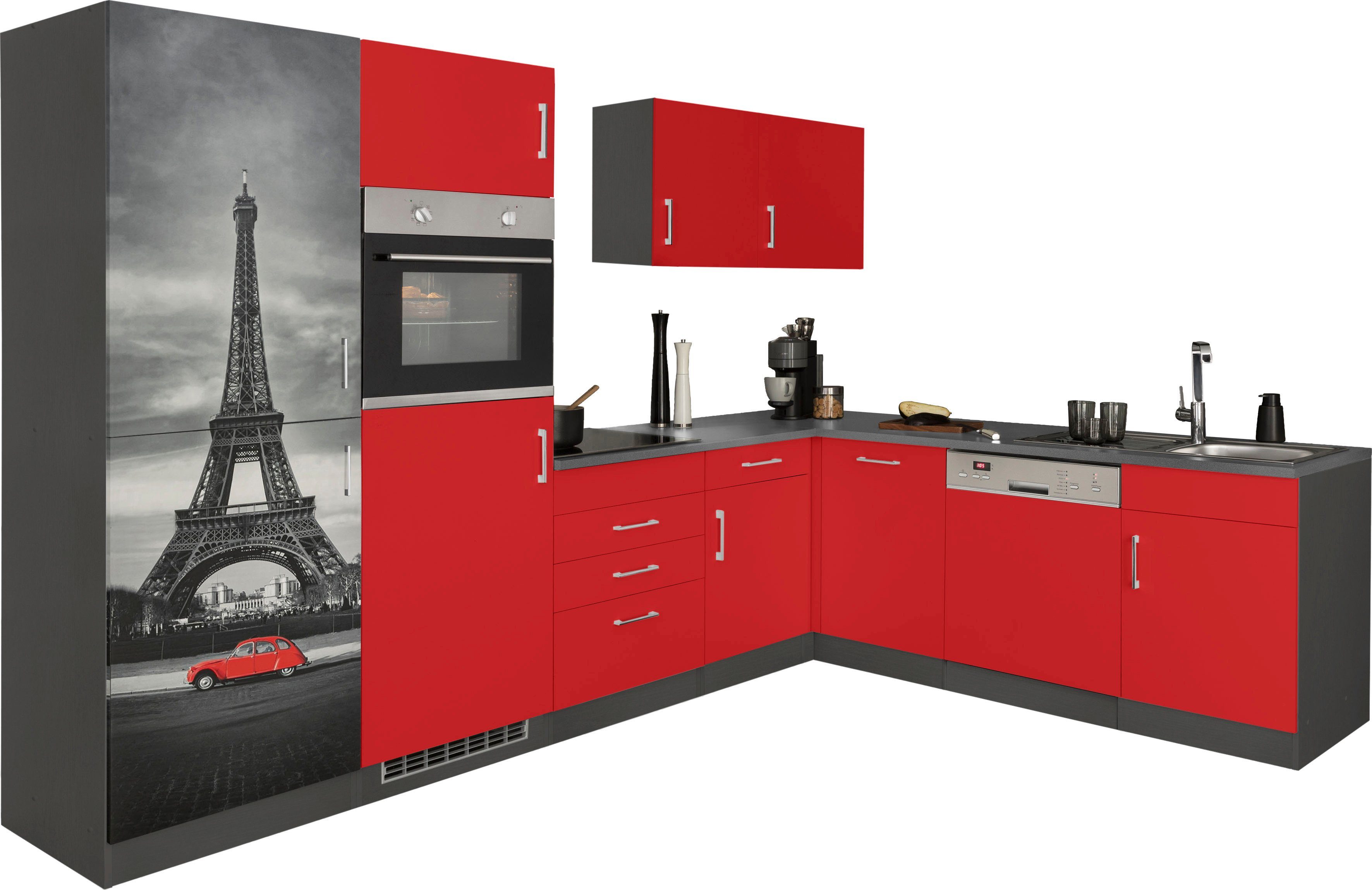HELD MÖBEL Winkelküche Paris, ohne E-Geräte, Stellbreite 290/220 cm