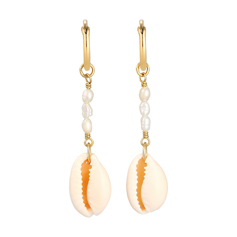 Elli PREMIUM Elli PREMIUM Boucles d'Oreilles Créoles baroques pour Femmes avec perle d'eau dou Boucles d'oreilles