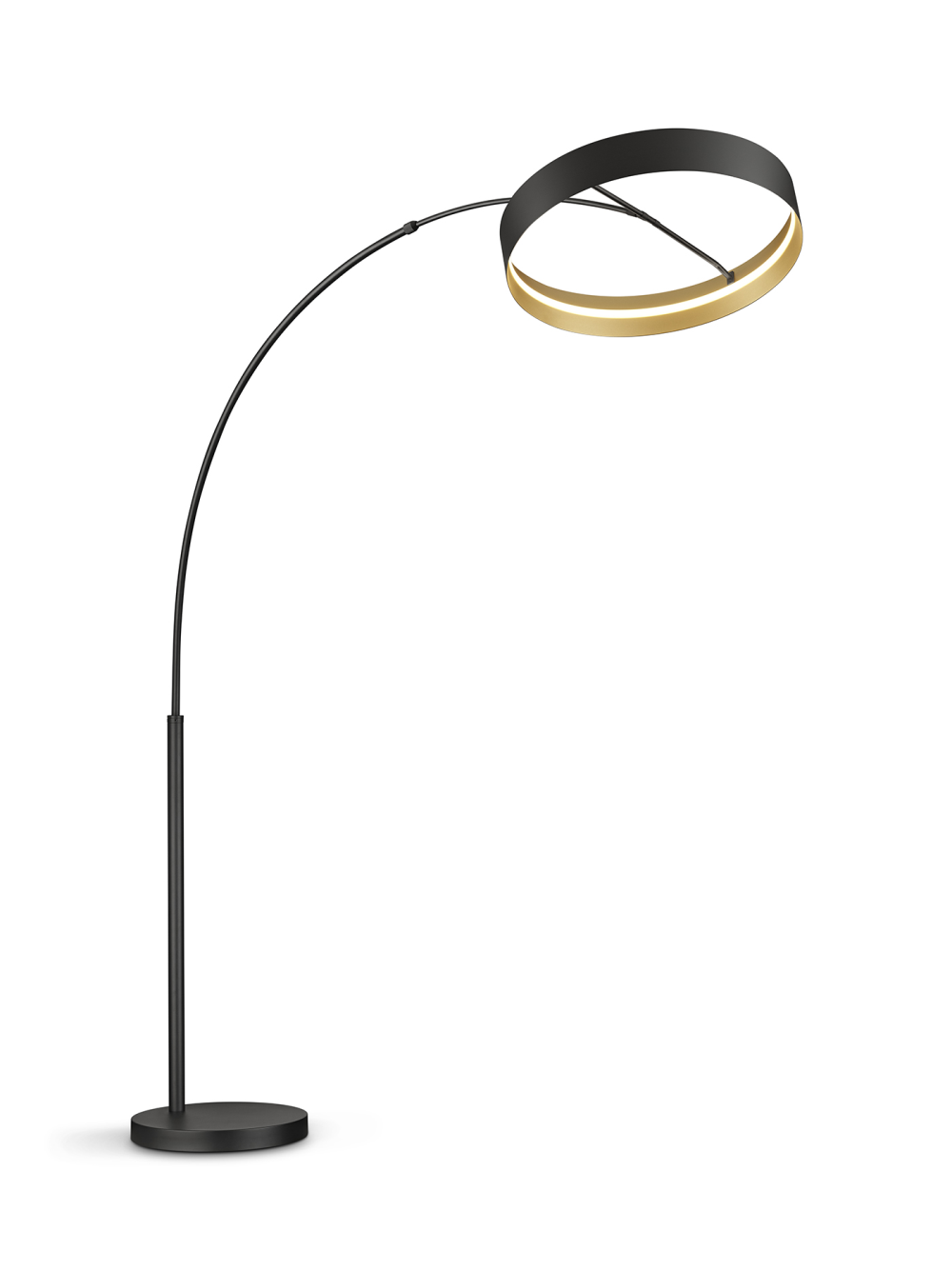 Bogenstehleuchte Loop Schwarz-Gold