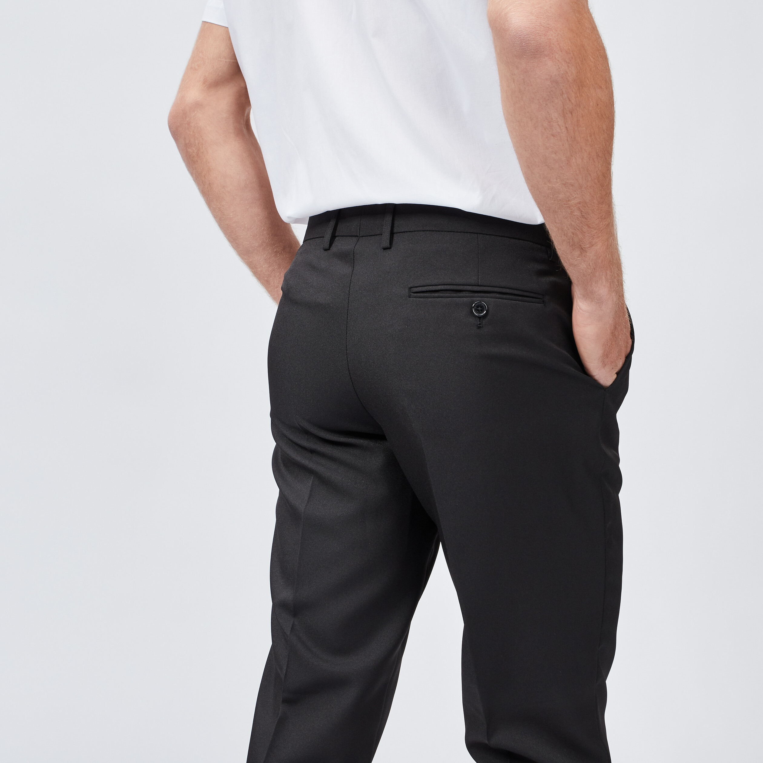 Pantalon droit avec pinces noir homme | La Halle
