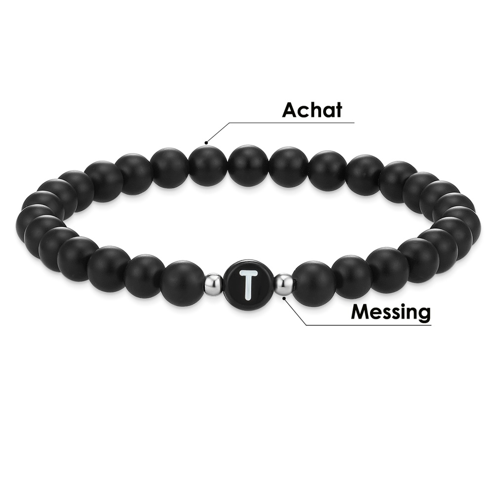 EASTSIDE Bracelet en pierres précieuses Lettres Agate en Noir Bracelet