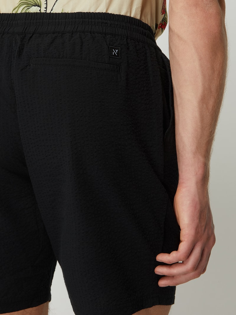 Sweatshorts aus Seersucker in marineblau