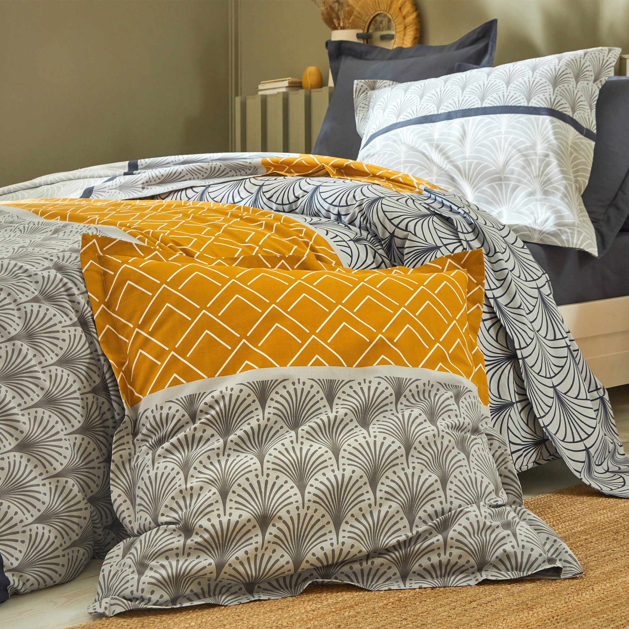Linge de lit Eddy en coton à motifs graphiques
